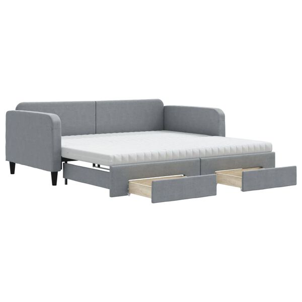 vidaXL Divano Letto Estraibile Cassetti Grigio Chiaro 100x200 Tessuto