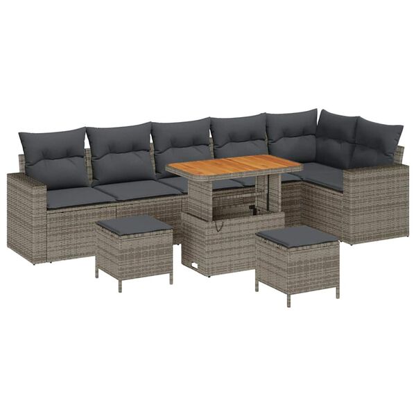 vidaXL Set Divano da Giardino 9 pcs Grigio polyrattan