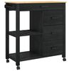 vidaXL Carrello da Cucina MONZA Nero 84 x 40 x 88,5 cm