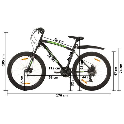 vidaXL Mountain Bike 21 Speed 26" Ruote 46 cm Nero