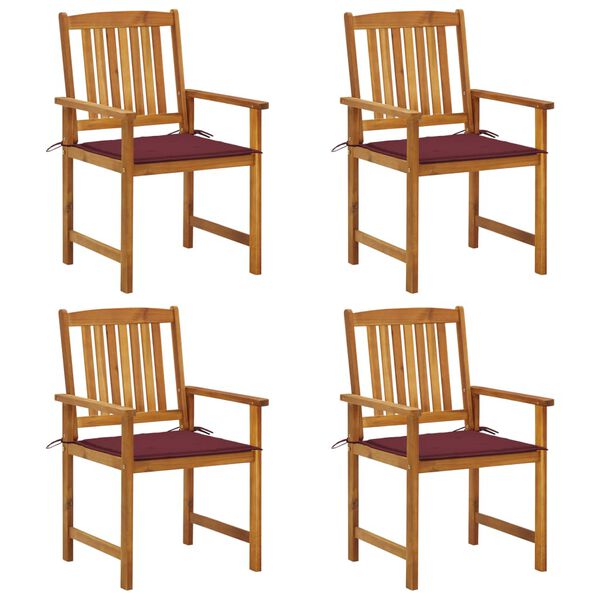 vidaXL Sedie da Giardino con Cuscini 4 pz in Massello di Acacia