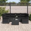 vidaXL Set Divano da Giardino 7 pcs Nero Poly Rattan