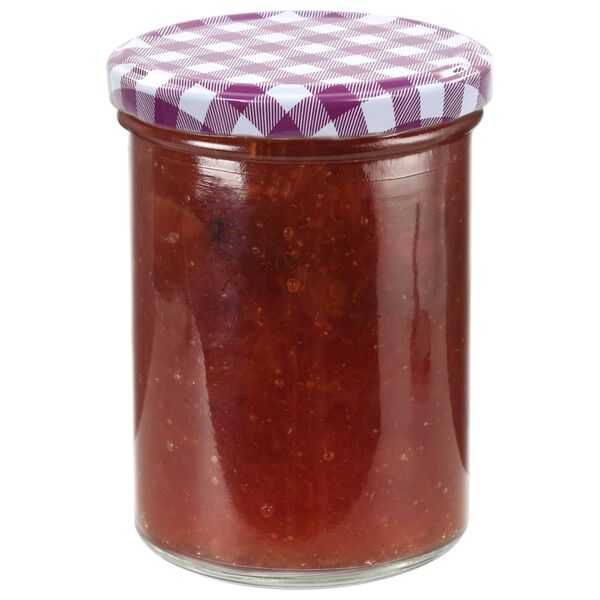 vidaXL Vasi Marmellata in Vetro Coperchio Bianco e Viola 48 pz 400 ml