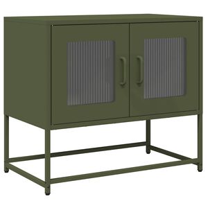 vidaXL Mobile TV Verde Oliva 68x39x60,5cm in Acciaio Laminato a Freddo