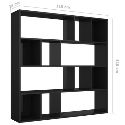 vidaXL Libreria/Divisorio Nero Lucido 110x24x110 cm in Multistrato