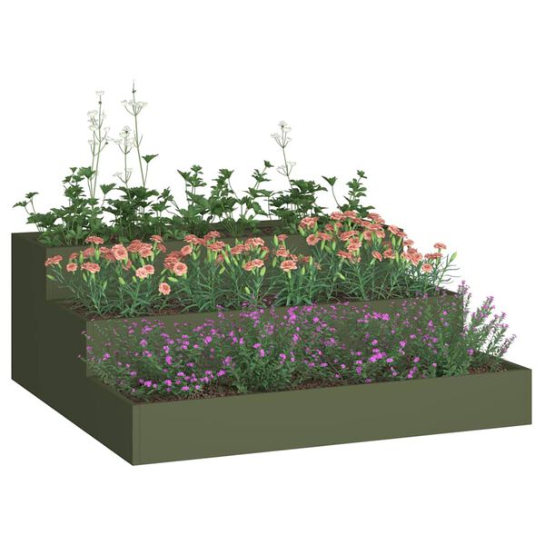 vidaXL Vaso da giardino Verde oliva 90 x 90 x 35 cm