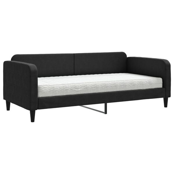 vidaXL Divano Letto con Materasso Nero 90x190 cm in Tessuto
