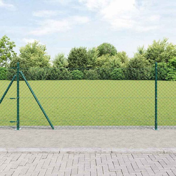 vidaXL Recinzione a maglie con posti Verde 0.8 x 25 m Acciaio
