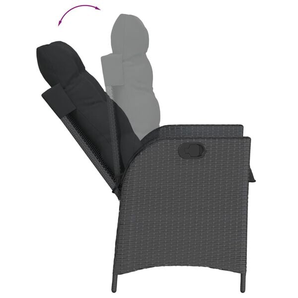 vidaXL Set da Pranzo da Giardino 7 pz Nero con Cuscini in Polyrattan
