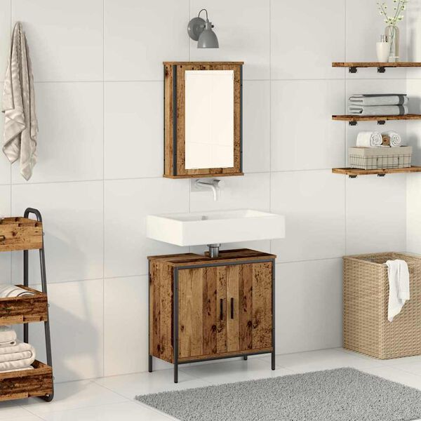 vidaXL Set di mobili per il bagno 2 pcs Marrone Legno multistrato