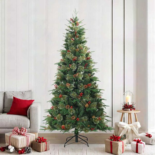vidaXL Albero di Natale Artificiale con Rami Pieghevoli Verde 240 cm