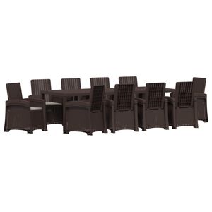 vidaXL Set da Pranzo per Giardino 11 pz Marrone e Grigio Chiaro PP