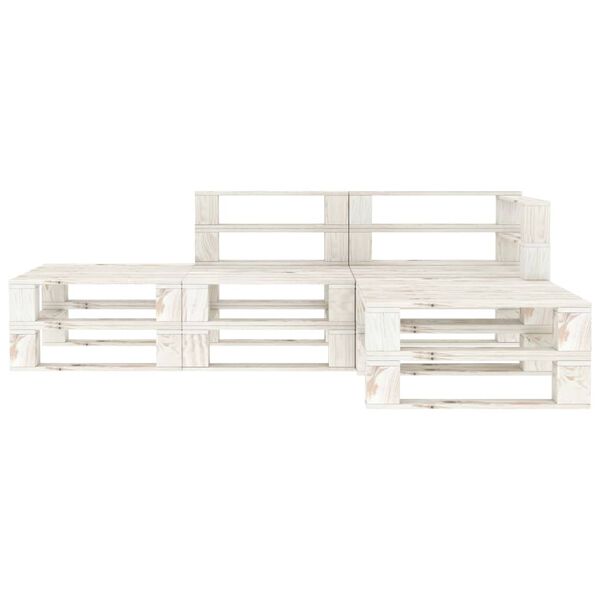 vidaXL Set Salotto da Giardino 4 pz Pallet in Legno Bianco