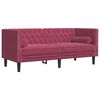 vidaXL Set Divani Chesterfield 2pz con Cuscini Rosso Vino Velluto
