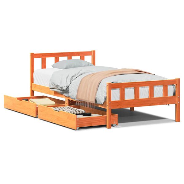 vidaXL Letto senza Materasso Marrone Cera 75x190 cm in Legno di Pino