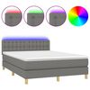 vidaXL Letto a Molle Materasso e LED Grigio Scuro 140x190cm in Tessuto