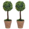 vidaXL Piante di Bosso Artificiale 2 pz a Sfera con Vaso Verde 56 cm