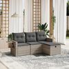 vidaXL Set Divano da Giardino 4pz con Cuscini Grigio Chiaro Polyrattan