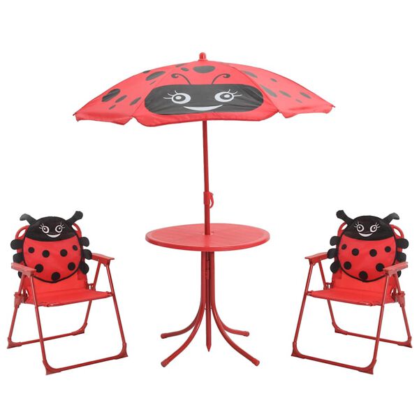 vidaXL Set da Bistrot da Giardino per Bambini con Ombrellone Rosso