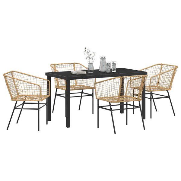 vidaXL Set da Pranzo per Giardino 5 pcs Marrone polyrattan