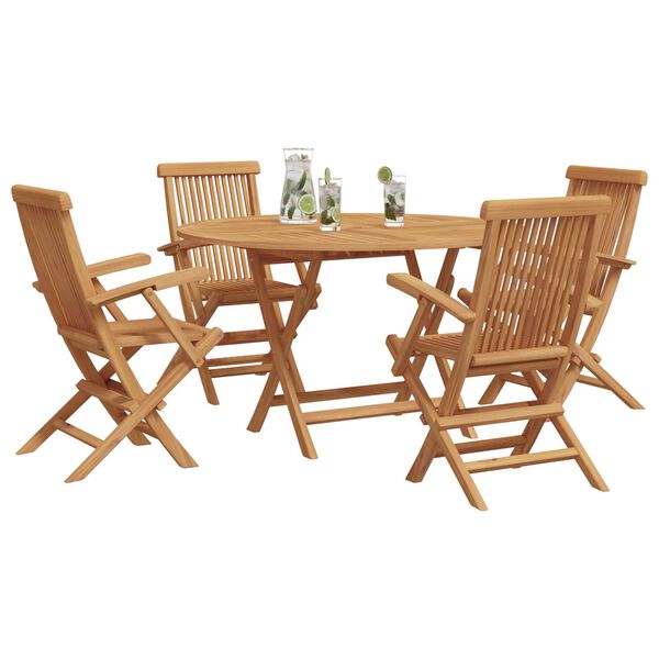 vidaXL Set da Pranzo per Giardino 5 pcs Marrone Legno di teak solido