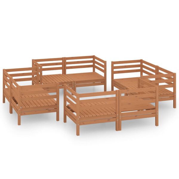 vidaXL Set Salotto da Giardino 8pz Marrone Ambra Legno Massello Pino