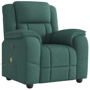 vidaXL Poltrona Massaggiante Reclinabile Verde Scuro in Tessuto