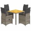 vidaXL Set Bistr&ograve; da Giardino 5 pz con Cuscini in Polyrattan Grigio