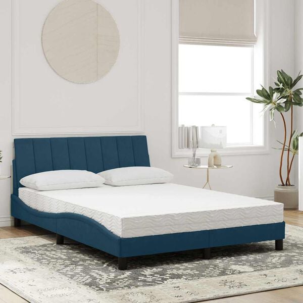 vidaXL Letto con Materasso Hanko Blu 140x190 cm in Velluto