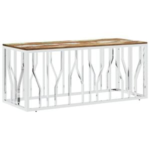vidaXL Tavolino Salotto Argento in Acciaio Inox e Legno di Recupero