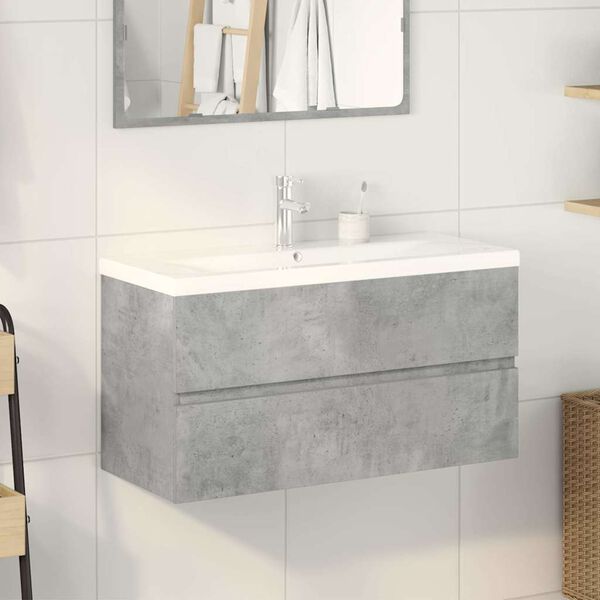 vidaXL Set Mobili da Bagno 2 pz Grigio Cemento in Legno Multistrato