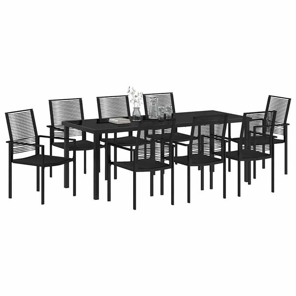 vidaXL Set da Pranzo per Giardino 9 pcs Nero