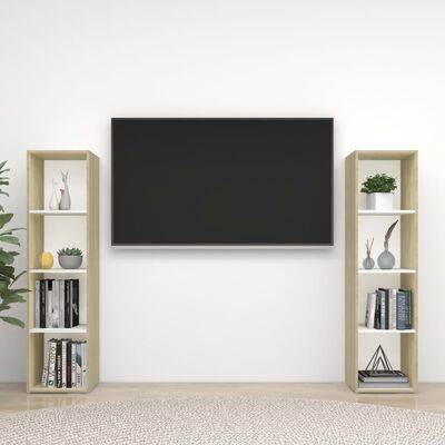 vidaXL Mobili TV 2 pz Bianco e Sonoma 142,5x35x36,5 cm in Truciolato