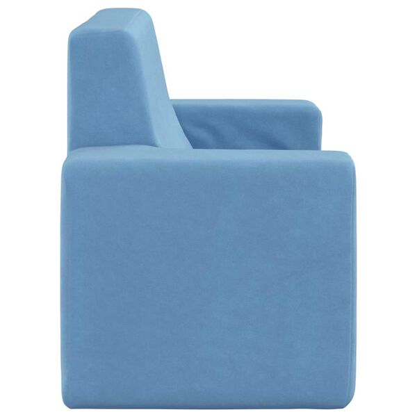 vidaXL Divano per Bambini a 2 Posti Blu in Morbido Peluche