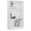 vidaXL Libreria a 3 Ripiani Bianco Lucido 60x24x109 cm in Multistrato