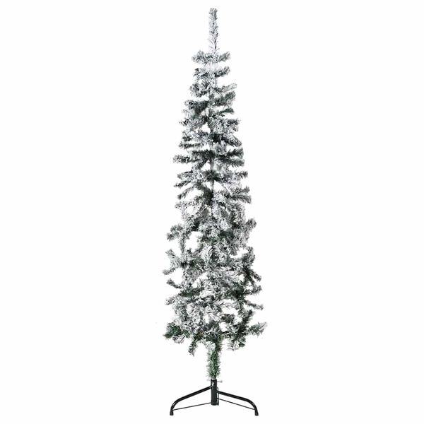 vidaXL Albero Natale Artificiale Sottile a Metà Neve Fioccata 150 cm