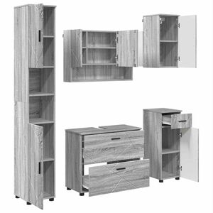 vidaXL Set di mobili per il bagno 5 pz Grigio Sonoma 35 x 30 x 192 cm
