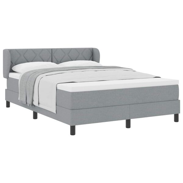 vidaXL Letto a molle con materasso Grigio chiaro 140 x 190 cm Tessuto