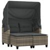 vidaXL Divano Giardino 2 Posti Tetto Sgabelli Grigio Chiaro Polyrattan
