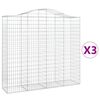 vidaXL Cesti Gabbioni ad Arco 3 pz 200x50x180/200 cm Ferro Zincato