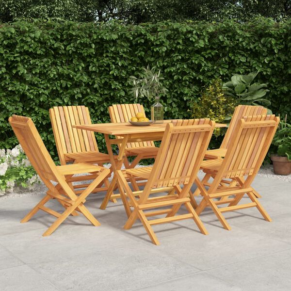 vidaXL Set da Pranzo da Giardino 7 pz in Legno Massello di Teak