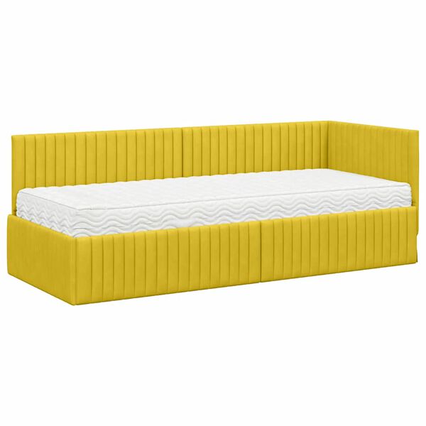 vidaXL Struttura Letto Angolare con Materasso 2 pcs Giallo Velluto
