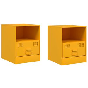 vidaXL Comodini 2 pz Giallo Senape 34,5x39x44 cm in Acciaio