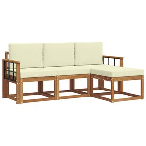 vidaXL Set di divani da esterno 4 pz 3-Posti Naturale e Crema
