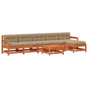 vidaXL Set Lounge da Giardino 7 pz Pino Marrone Cerato