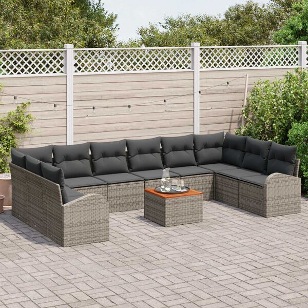 vidaXL Set Divano da Giardino 11 pcs Grigio
