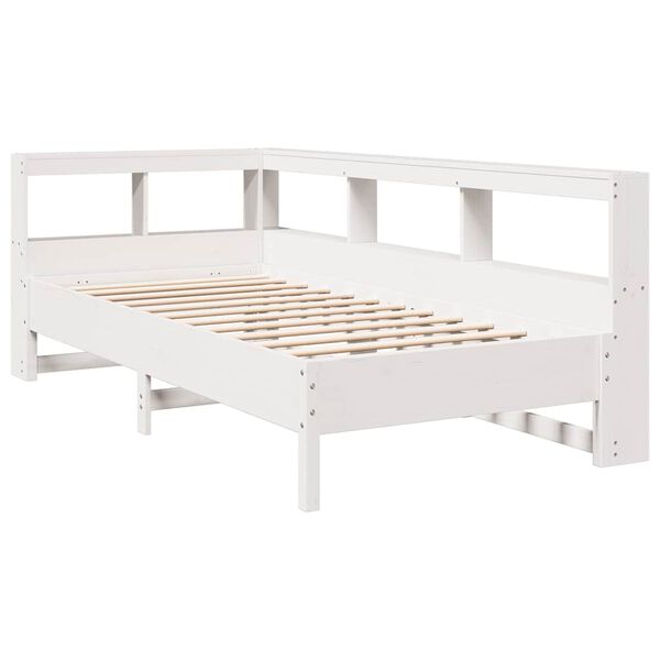vidaXL Letto Libreria senza Materasso Bianco 90x190 cm Massello Pino
