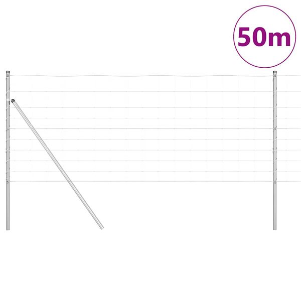 vidaXL Palo della recinzione Zincato 50 x 1 m Acciaio