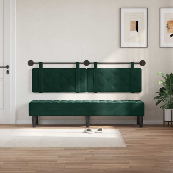 vidaXL Testata appesa Verde Scuro 190 x 55 x 5 cm Velluto