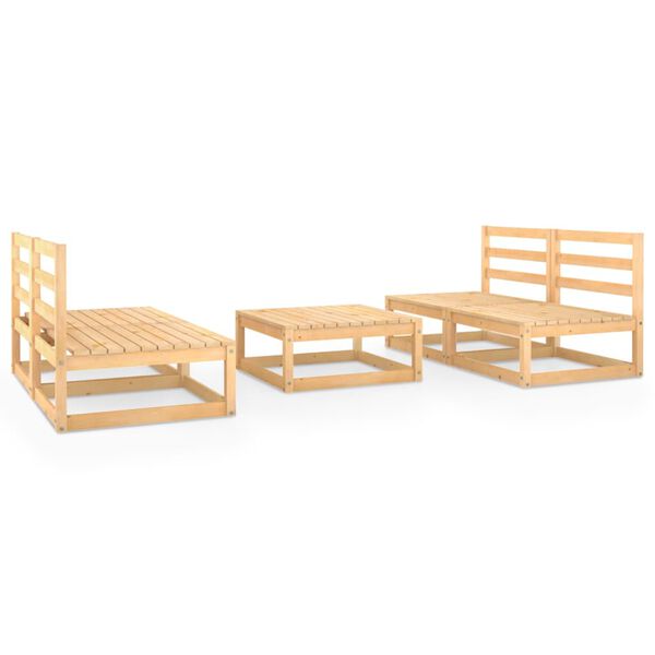 vidaXL Set Divani da Giardino 5 pz in Legno Massello di Pino